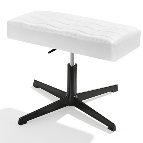 VECELO Under Desk Footrest, PU Ergonomic Foot Rest with Comfort Padding, Height Adjustable for Relieving Leg Pain, Stiffness, and etc, White - color: White