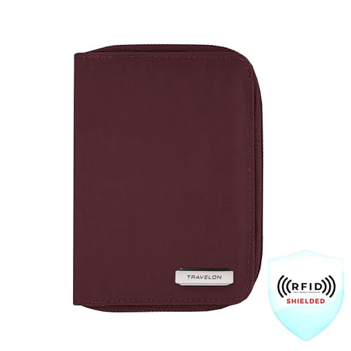 Travelon RFID Blocking Passport Zip Wallet - color: Dark Bordeaux