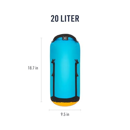 Sea to Summit eVac Ultra-Lightweight Compression Dry Bag, Waterproof Dry Storage, 20 Liter, Atoll Blue - color: Atoll Blue, style: 20 Liter