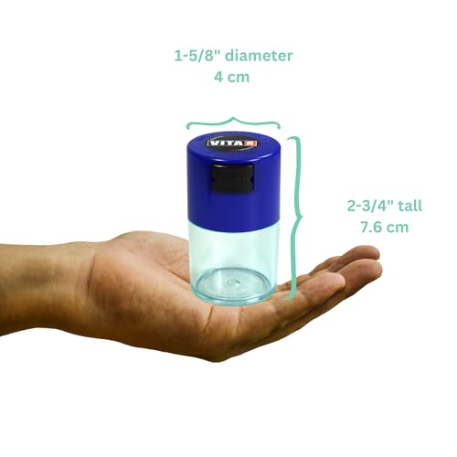 Vitavac - 5g to 20 grams Airtight Multi-Use Vacuum Seal Portable Storage Container for Dry Goods, Food, and Herbs - Dark Blue Clear - color: Dark Blue