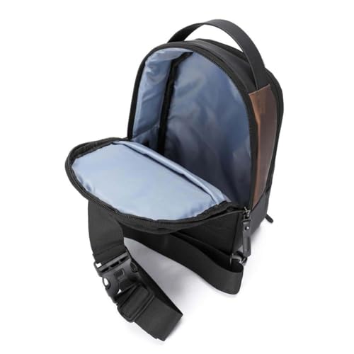 Waterproof Polyester Slim Unisex Crossbody Sling Bag Chest Backpack Men's Shoulder Bag, Leisure Travel Handbag, Hard Shell Anti-Theft Chest Bag, Black&Golden, Standard, Retro - color: Black&golden