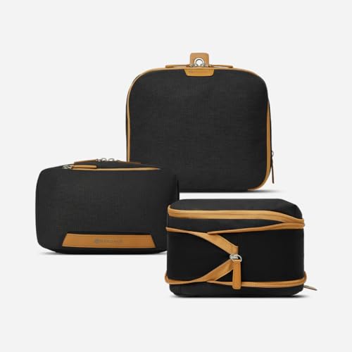 Nordace Travel Packing Organizers Set for Men and Women - 2x Packing Cubes & 1x Wash Pouch - Durable & Water Resistant (Black-Brown) - color: Black-Brown