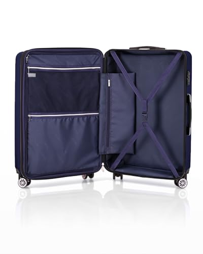 Coolife Luggage, Suitcase with Durable and Lightweight, Large Checked Luggage with PC+ABS Hardshell Expandable, Dual Spinner Wheels, TSA Lock, and YKK Zipper(navy new, L(28in)) - color: navy new, size: L(28in)