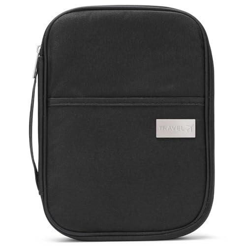 Family Passport Wallet Holder,Waterproof Multi functional Travel Document Organizer for Men Women Travel Wallet - color: Black