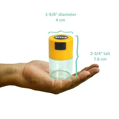 Vitavac - 5g to 20 grams Airtight Multi-Use Vacuum Seal Portable Storage Container for Dry Goods, Food, and Herbs - Yellow Clear - color: Yellow