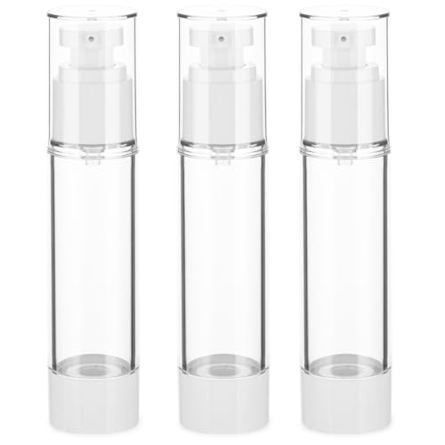 1.7OZ/50ML Clear Airless Pump Bottles, Lotion Dispenser Travel with Pump, Vacuum Plastic Travel Size Lotion Bottle for Foundation, Creams, Cosmetic(3 Pack) - size: 1.7 oz / 50 ml (3 pcs)