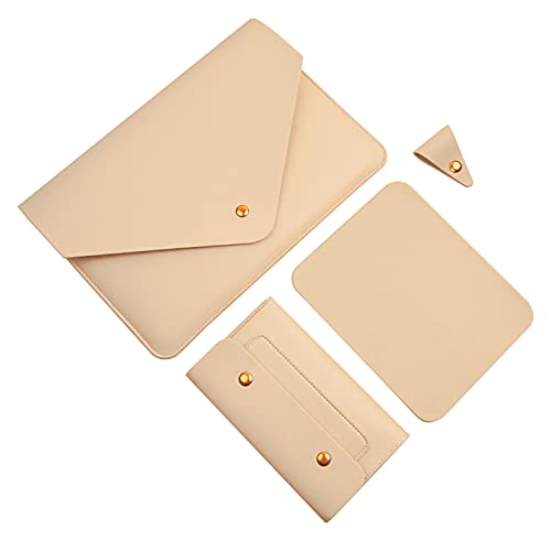 Laptop Sleeve 13 Inch Compatible with New 2024 MacBook Air 13, New MacBook Pro 13, Dell XPS 13 with Small Pouch, Mouse Pad and Cord Organizer, Color Beige - color: Beige, size: 13Inch Laptop