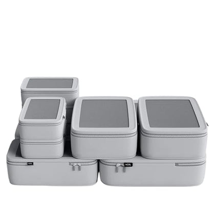 NOBL Travel Compressible Packing Cubes Set, 6 Pieces Travel Packing Organizers, Compression Luggage Cubes for Suitcases & Carry On, Space Saving (XXS, XS, S, M, L, XL) - Silver - color: Silver