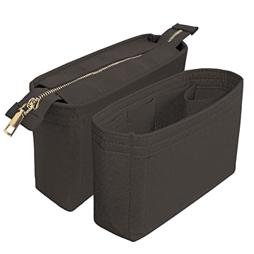 Felt Tote Bag organizer with Zipper Small Purse Organizer Insert With 2 Packs fits NeoNoe Series,Black - color: Black