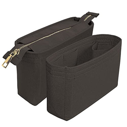 Felt Tote Bag organizer with Zipper Small Purse Organizer Insert With 2 Packs fits NeoNoe Series,Black - color: Black