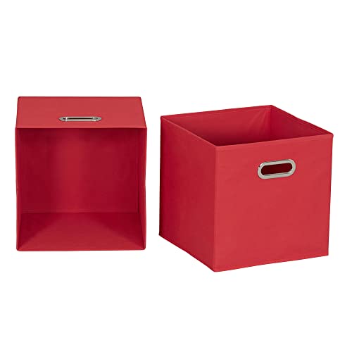 Household Essentials Foldable Fabric Storage Cubes 6-Pack – 11x11x11 Stackable Non-Woven Bins with Chipboard Sides & Grommet Handles – Closet, Shelf, Nursery, or Office Organizer – Regal Red - color: Red, size: 11” L x 11” W x 11” H