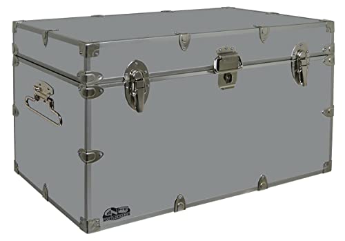 C&N Footlockers Graduate Storage Trunk - Large College Dorm Chest - Durable with Lid Stay - 32 x 18 x 18.5 Inches (Gray) - color: Gray