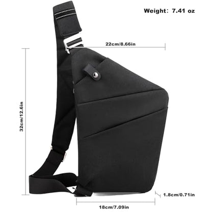 Anti Theft Travel Bag, One Shoulder Large Capacity Cross-body Bag Chest Fashion Lightweight Sling Bags for Travel Sports - color: Black, style: Left Shoulder