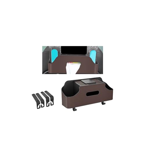 Car Headrest Backseat Organizer, Multi-Functional Vehicle Headrest Hanging Storage Box with Hook Cup Phone Holder Tissue Box, Universal Automotive Interior Seat Back Organizer (Brown) - color: Brown