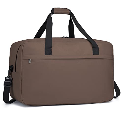 Kono Travel Duffel Bag 48L Large Carry-on Bag Sports Tote Gym Bag Weekender Overnight Bags for Men Women 21.65"x13.78"x9.84" Brown - color: Brown, size: L(21.65in x 9.84in x 13.78in)-48L