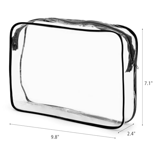 Tbestmax 10 Pack Clear Cosmetic Bags Makeup Bags Portable Waterproof TSA Approved Travel Toiletry Bags Large Organizer Black, 9.8" x 7.1" x 2.4" - color: Large - Black