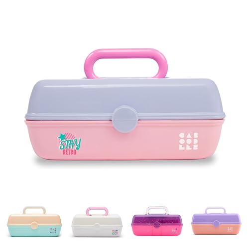 Caboodles Pretty in Petite Makeup Box, Two-Tone Periwinkle on Pink, Hard Plastic Organizer Box, 2 Swivel Trays, Fashion Mirror, Secure Latch for Safe Travel - color: Periwinkle Over Pink, size: 8.82 x 5.88 x 3.66 inches (Pack of 1)
