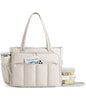 BAGSMART Laptop Tote Bag, Lunch Tote Work Bag with Lunchbox Compartment, Large Puffer Teacher Nurse Tote Large Shoulder - color: Beige