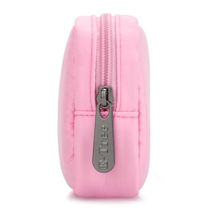 E-Tree Cute Small Makeup Bag, Cosmetic Toiletry Skin Care Make up Little Items Pouch for Purse,Zipper Mini Tech Charger Cable Electronic Organizer Case,Travel Accessories,Pink - color: Pink, style: Travel Makeup Bag