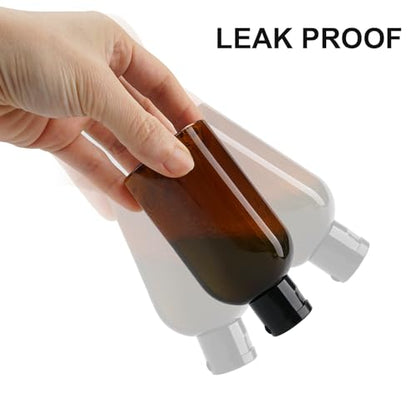Cosywell Travel Bottles for Toiletries - 6 PCS Shampoo Bottles, TSA Approved Travel Size, Leak Proof Containers with Flip Cap - color: H-3.4oz-Brown-3label3blank