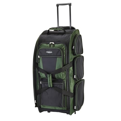 Travelers Club Xpedition 30 Inch Multi-Pocket Upright Rolling Duffel Bag - color: Forest Green