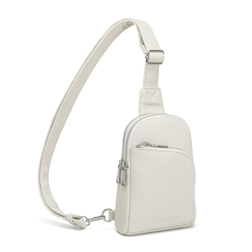 INICAT RFID Blocking Sling Bag, Anti Theft Crossbody Bag for Women Compact Travel Purses Leather - color: White