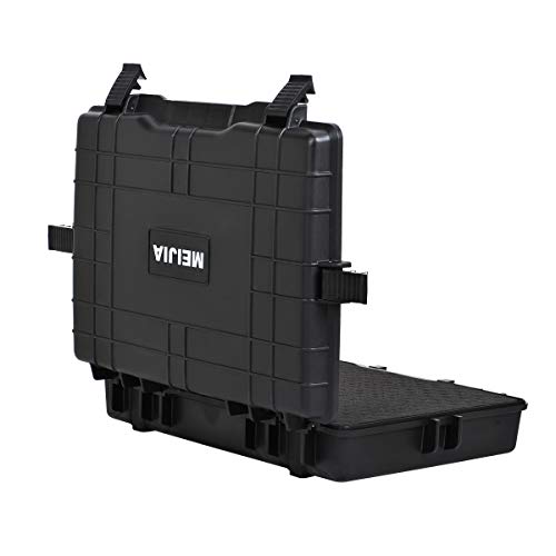 MEIJIA Waterproof Hard Camera Case,Hard Laptop Case,Hard Case with Customized Fit Foam Included, Elegant Black,Fit for computers,camera,lens (21.62"X17.25"X4.87")