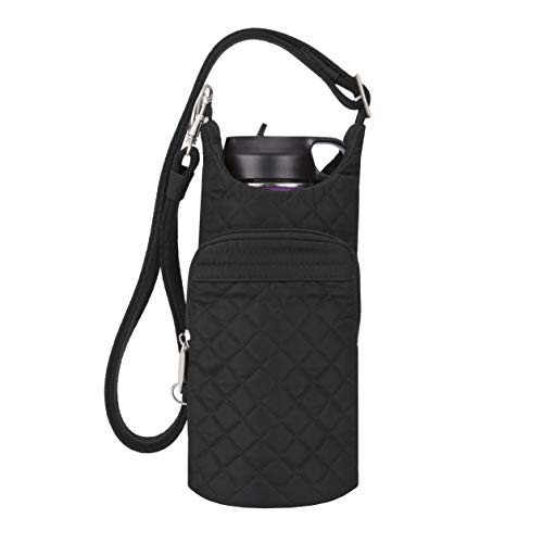 Travelon Anti-Theft Boho Insulated Water Bottle Tote - color: Black Solid