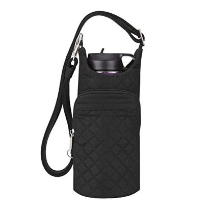 Travelon Anti-Theft Boho Insulated Water Bottle Tote - color: Black Solid
