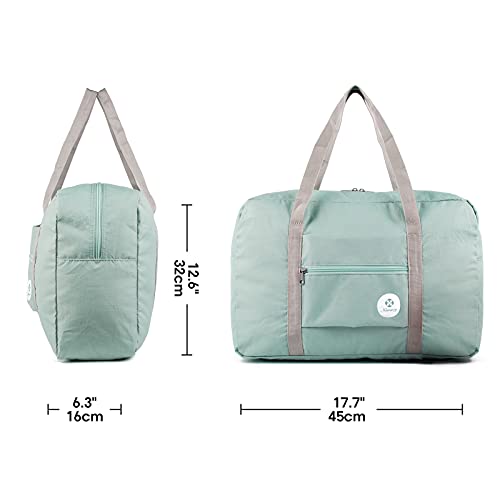 For Spirit Airlines Personal Item Bag Foldable Travel Duffel Bag Tote Carry on Luggage Duffle Overnight for Women and Men - color: 1112 Mint Green