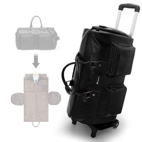 Modoker Rolling Garment Bag for Travel Wheeled Duffel Bag Luggage Suit Travel Bags for Men and Women,3 in 1 Carry on Convertible Garment Bag with Wheels,Black - color: D-Black