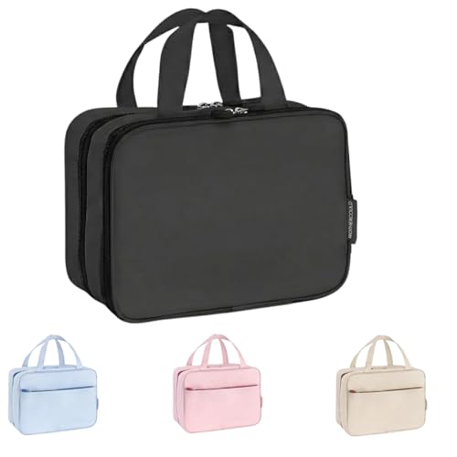 Travel Toiletry Bag for Men & Women, Large Capacity Makeup Organizer & Cosmetic Bag, Water-Resistant Portable Essentials Case with Metal Hook & Carry Handle - Perfect for Travel Use (Black, Small) - color: Black, size: Small
