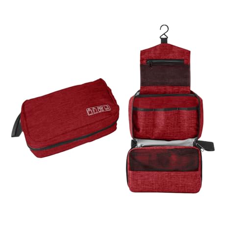 Travel toilet bag is used to store toiletries, Suitable for short-term travel use hanging toilet bag (Burgundy) - color: Burgundy