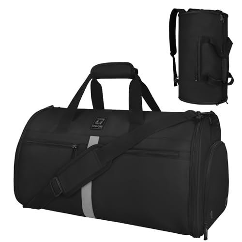 Garment Bags for Travel,50L Carry on Convertible Garment Duffle bag with Shoulder Strap,3 in 1 Hanging Suit Travel Bag with Shoulder Strap - color: Black