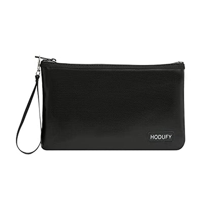 Fireproof Money Bag (6400℉), Fireproof Document Bags, Bank Cash Bag with Zipper & Strap, Suitable for A5 Documents, Bank Inventory, Passport (Black)