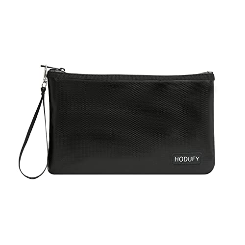 Fireproof Money Bag (6400℉), Fireproof Document Bags, Bank Cash Bag with Zipper & Strap, Suitable for A5 Documents, Bank Inventory, Passport (Black)
