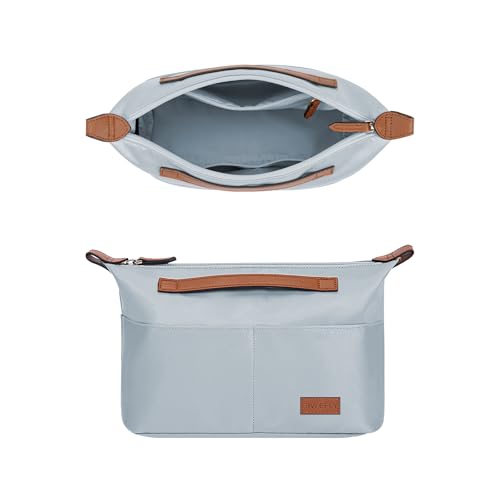 GIVLEFLY Purse Organizer Insert with Zipper, Lightweight Handbag Organizer Insert with Handle, Bag Organizer Insert for Tote & Handbags - color: Light Blue, size: Medium