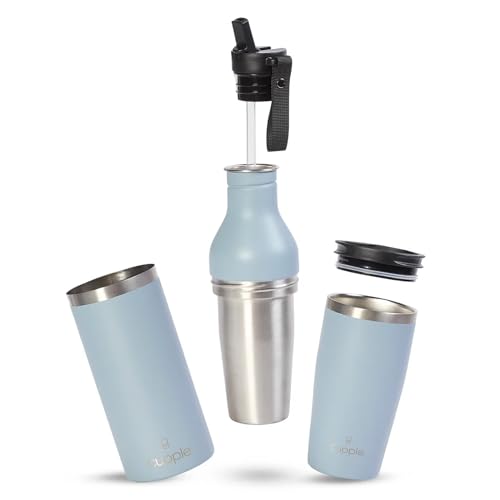 Tumbler, Stainless Steel 2-in-1 Travel Coffee Mug & Water Bottle, Leak Proof Insulated Cup for Hot & Cold Drinks, BPA Free, Fits Most Cup Holders (Arctic Blue) - color: Arctic Blue