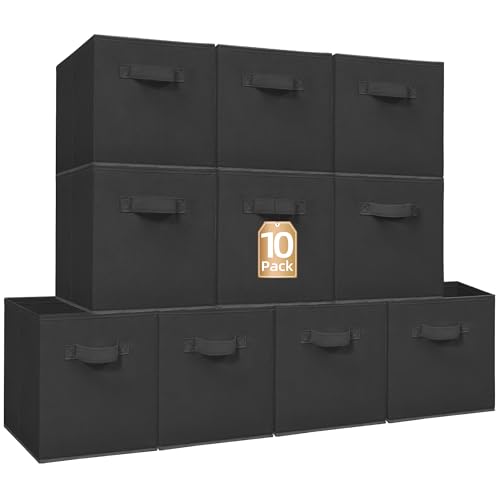 STORAGE MANIAC Storage Cubes, 11 Inch Collapsible Storage Bins with Handles, 10 Pack Fabric Foldable Bins for Organization, Durable Storage Bins for Closet, Shelves, Offices, Toys, 10-Pack Black - color: Black-10 Pack, size: 11 INCH