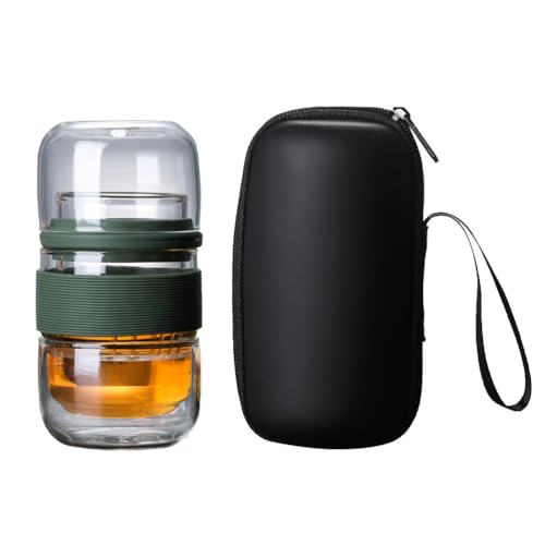Portable Travel Tea Set with High Borosilicate Glass Teapot and Teacup All-in-One Kit with Hard Shell Carrying Case for Outdoor Home and Office Use