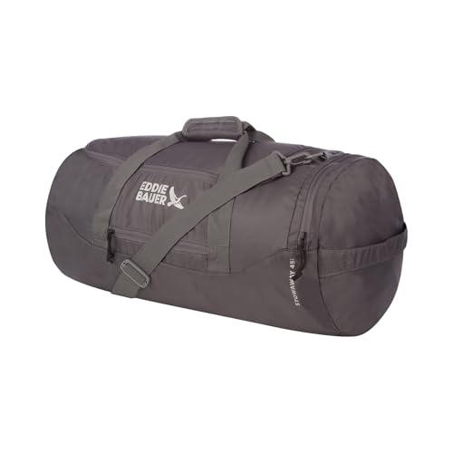 Eddie Bauer Stowaway Packable Duffel Bag | Travel | Foldable | Lightweight | Durable | Ripstop Polyester - color: Dark Smoke