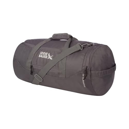 Eddie Bauer Stowaway Packable Duffel Bag | Travel | Foldable | Lightweight | Durable | Ripstop Polyester - color: Dark Smoke