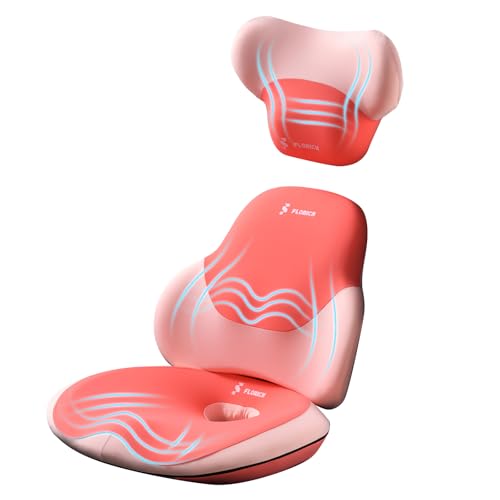 FLORICH Seat Cushion and Lumbar Support Pillow for Office Chair Car Neck Headrest Pillow Memory Foam Seat Pads Pressure Relief Back Cushion and Carseat Pads(Dark Pink) - color: Dark Pink, size: 3 piece