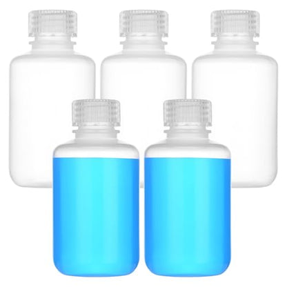 4oz/125ml Plastic Sample Bottles with caps, Wide Mouth Reagent Bottle with Lids Leak Proof Containers Water Sample Bottles for Laboratories, Travel(5Pcs) - style: 125ML-5pcs
