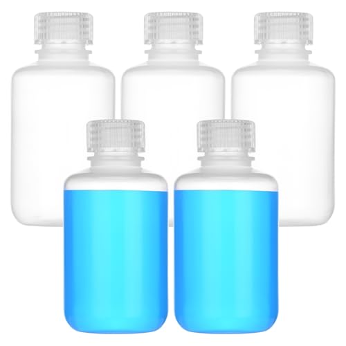 4oz/125ml Plastic Sample Bottles with caps, Wide Mouth Reagent Bottle with Lids Leak Proof Containers Water Sample Bottles for Laboratories, Travel(5Pcs) - style: 125ML-5pcs