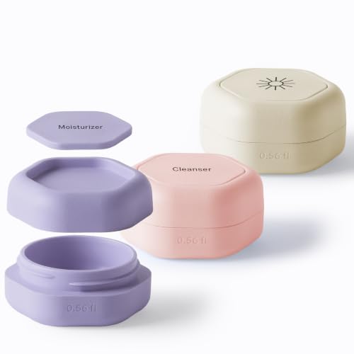Cadence Capsules - Basic Skincare Set, Pink Purple Gradient - Three Small Containers with Magnetic Lids - 100% Leak Proof & TSA Approved for Travel and Carry On, Minimalist & Stackable (0.56 oz Each) - color: Purple Gradient, size: Basic Set
