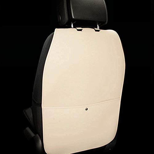 HCMAX 2 Pack Kick Mat Car Seat Back Protector Waterproof Easy to Clean Multifunctional Organizer Storage Bag Travel Accessory PU Leather Beige - color: Beige, size: Style 2