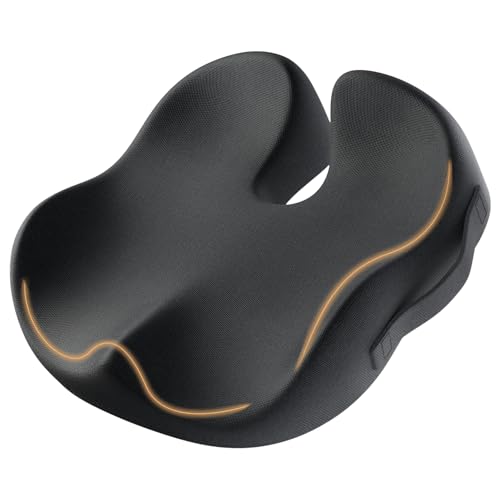ProtoArc Seat Cushion, Office Chair Cushion for Sciatica, Coccyx Cushion, Ergonomic Memory Foam Seat Cushion for Car, Home, Pressure Relief Pad for Hip, Tailbone, All Day Comfort - Black - color: Black, size: Large