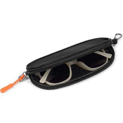 Soft Eyeglasses Case with Clip, Ultra Light Sunglasses Travel Case with Zipper, Portable Eyewear Storage for Men Women - color: Black, style: 1 Pack