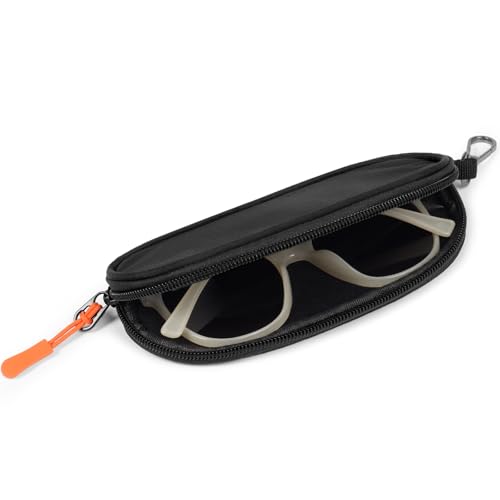 Soft Eyeglasses Case with Clip, Ultra Light Sunglasses Travel Case with Zipper, Portable Eyewear Storage for Men Women - color: Black, style: 1 Pack